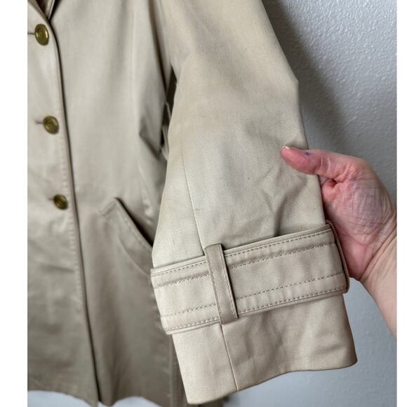 Coach Tan Double Breasted Tie Belt Trench Coat Gold Buttons Small - Picture 4 of 16